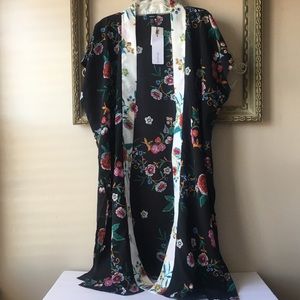 Modena Floral Kimono with Contrast Border - OS